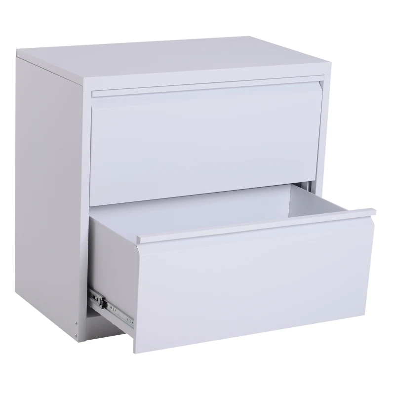 Vinsetto 2 Drawer File Cabinet Metal Storage Chest Home Office - White