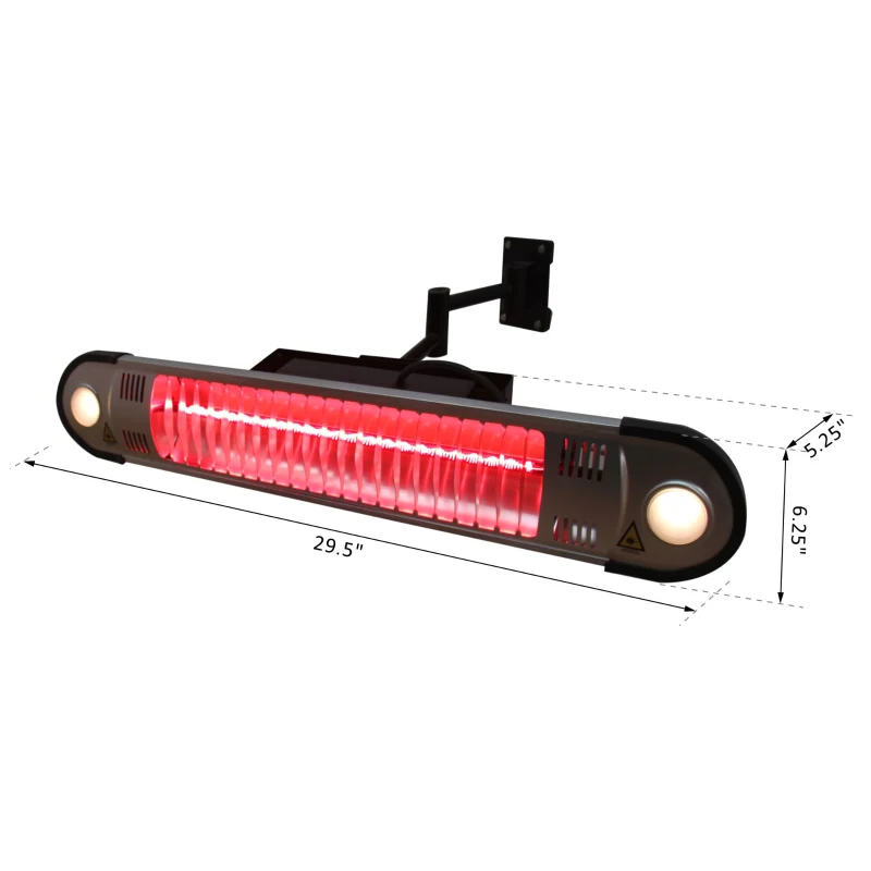 Outsunny 1500 Watt Indoor Outdoor Remote Control Wall Mount Electric Patio Heater - Silver