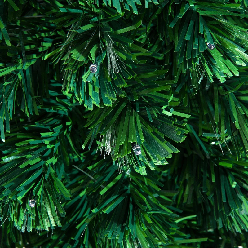 HomCom 4' Artificial Pre-Lit Fiber Optic LED Light-Up Christmas Tree with 8 Light Settings and Stand - Green