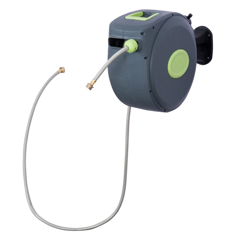 Outsunny 65’ Plastic Portable Outdoor Wall Mount Retractable Water Hose Reel