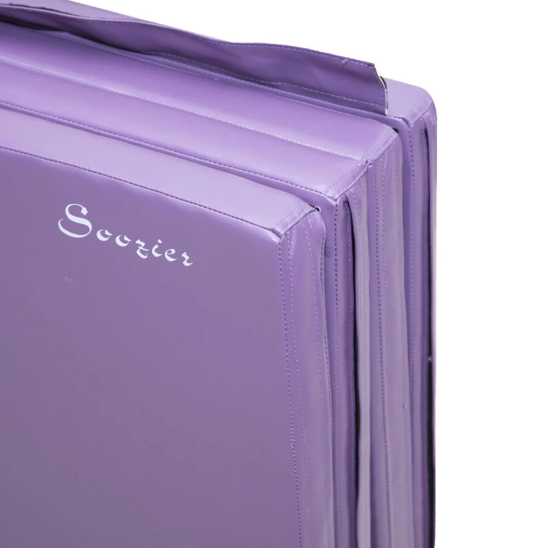 Soozier 8' x 4' x 2" PU Leather Folding Gymnastics Martial Arts Tumbling Mat - Purple