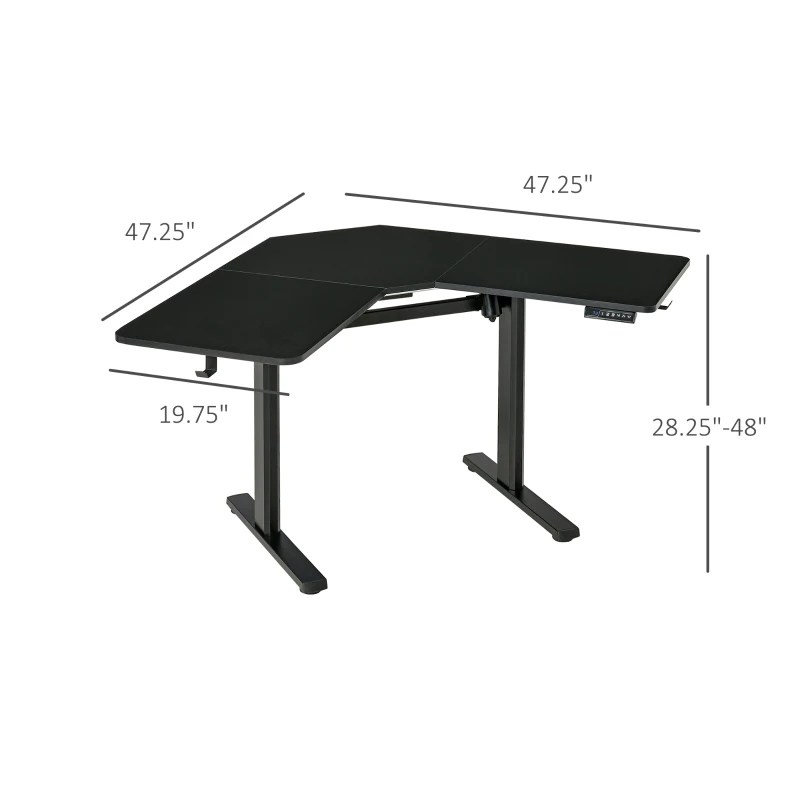 Vinsetto 65.75" Adjustable Height Standing Desk, V-Shaped Computer Desk Workstation for Home, Office, Black