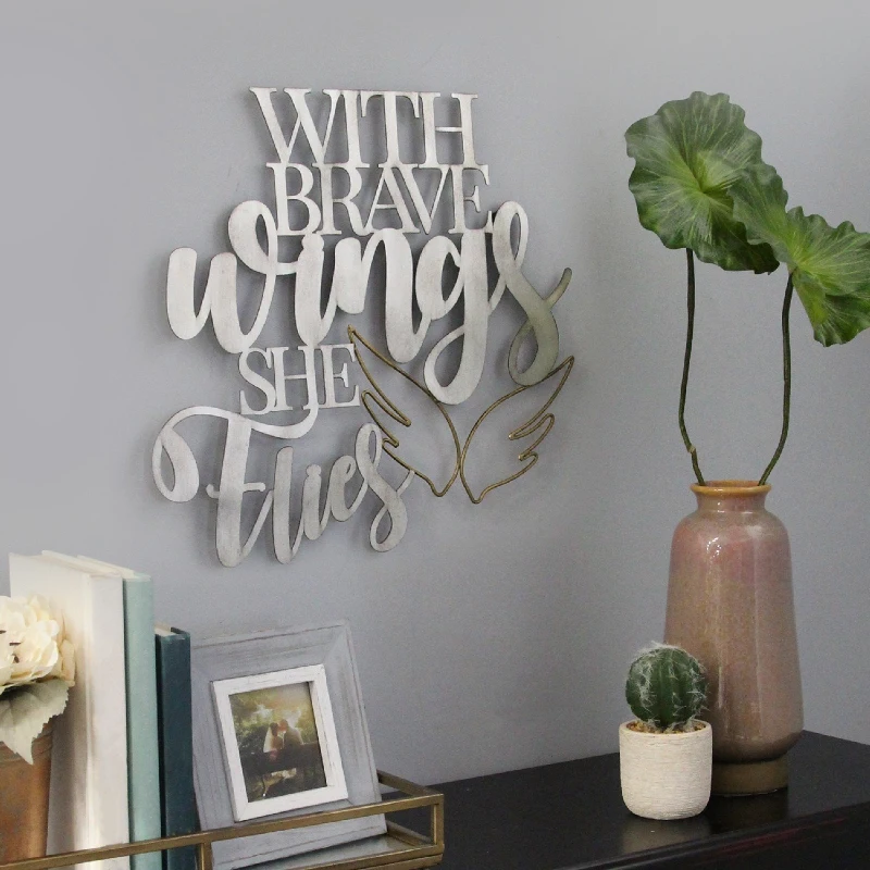 Stratton "With Brave Wings She Flies" Metal Word Art