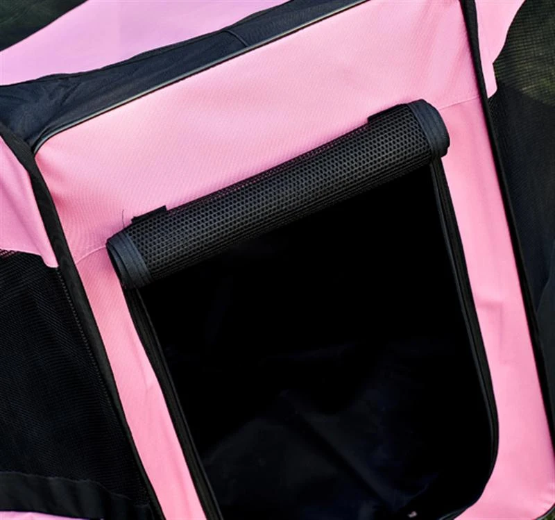 Pawhut 46" Soft Sided Folding Pet Playpen Crate - Pink / Black