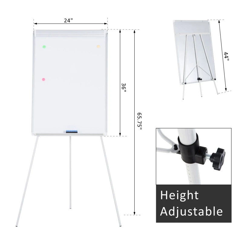 Vinsetto 24" x 36" Portable Magnetic Whiteboard with Height Adjustable Tripod Easel