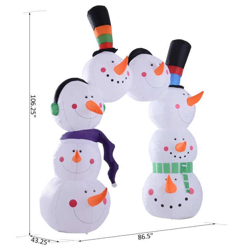 HOMCOM 9’ Outdoor Lawn Inflatable Inflatable Christmas Arch - Smiling Snowmen