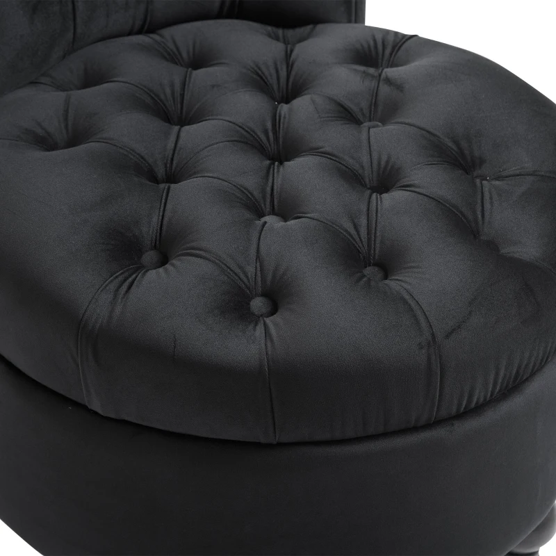 HomCom 45" Chesterfield Tufted High Back Velveteen Upholstered Accent Chair Couch for Livingroom Bedroom - Black