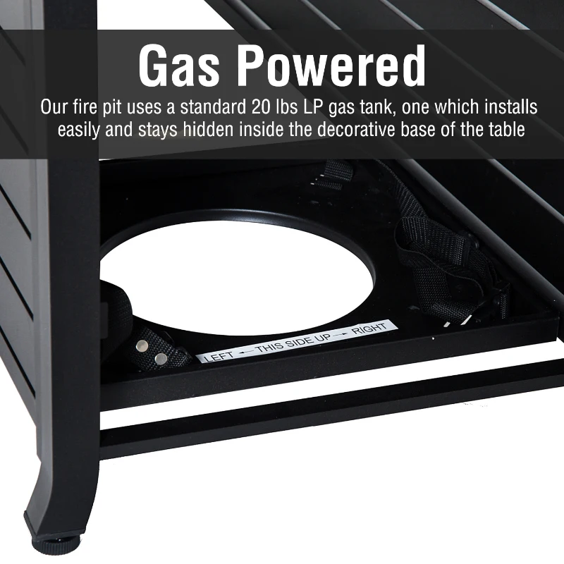 Outsunny 57" Black Bronzed Aluminum Rectangular Patio Gas Fire Pit with Table Lid