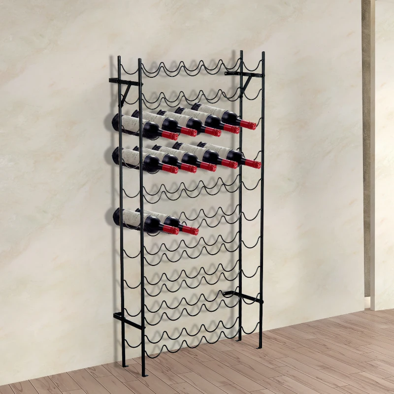 HomCom 60-Bottle Low Profile Wall Mounted Wine Bottle Storage Display Rack