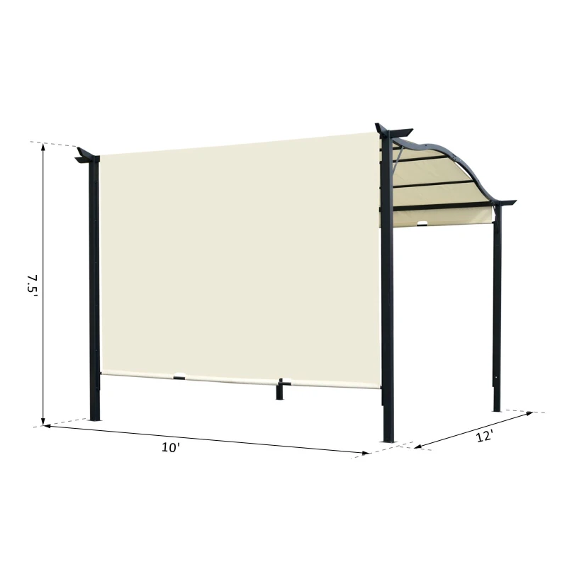 Outsunny 10’ x 12’ Steel Fabric Retractable Pergola Canopy Shade Kit - Cream White