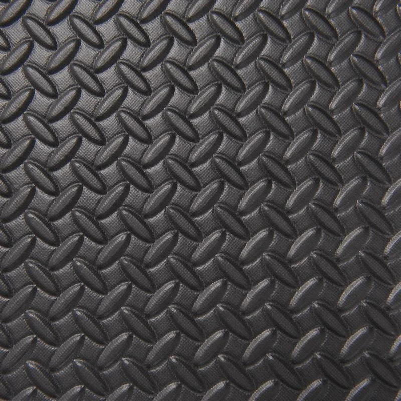 Soozier 24 sq ft Exercise Interlocking Protective Flooring - Six 24" x 24" x 3/8" Tiles - Black Diam