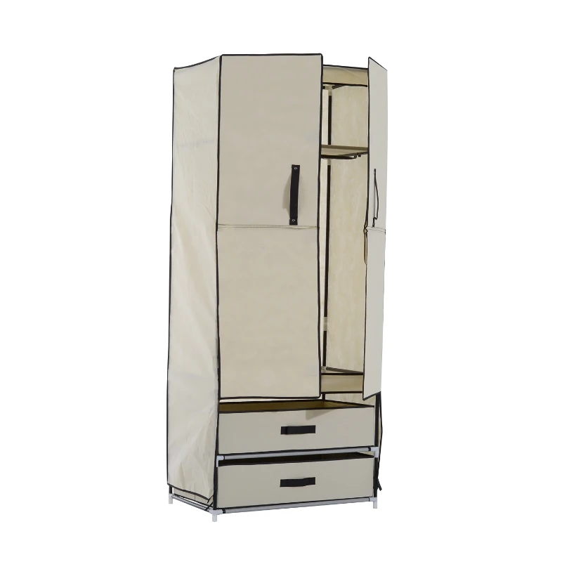 HomCom 68"X29" Portable Clothes Closet Wardrobe Rack - Beige
