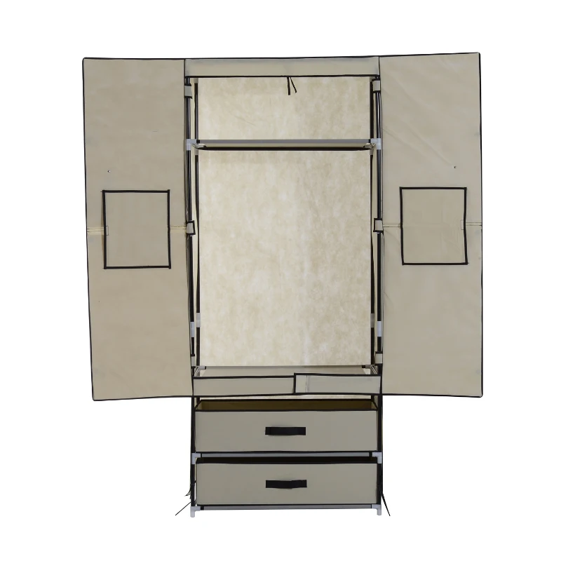 HomCom 68"X29" Portable Clothes Closet Wardrobe Rack - Beige