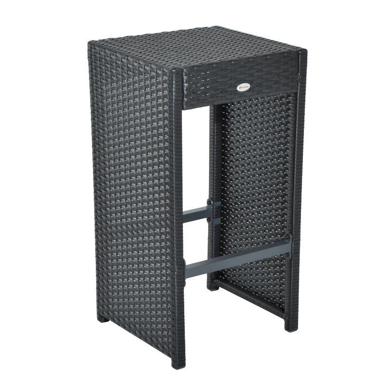 Outsunny 7 Piece Outdoor Patio Rattan Wicker Bar Stool Dining Table Set