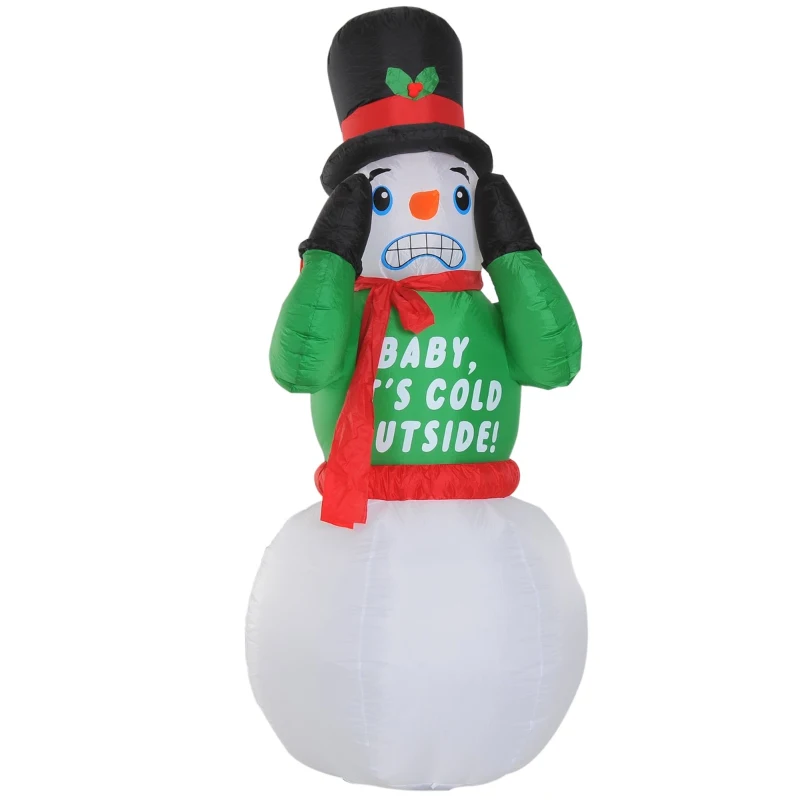 HomCom 7' Tall Outdoor Animated Inflatable Inflatable Christmas Lawn Decoration - Shivering Snowman