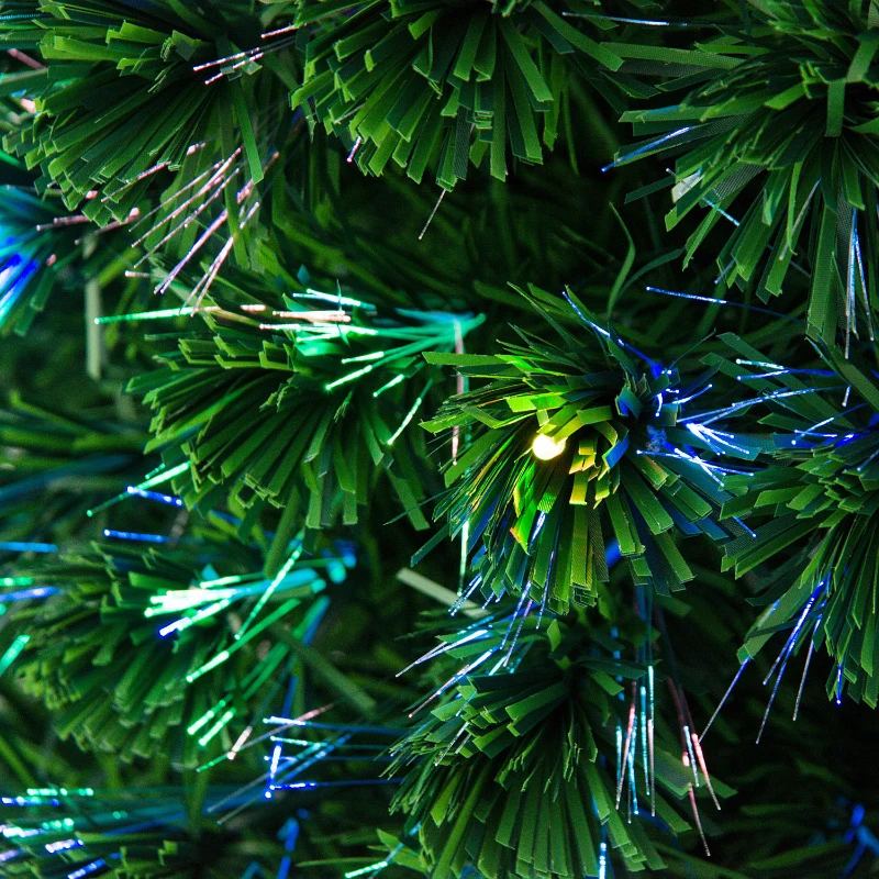 HomCom 6' Artificial Pre-Lit Fiber Optic Holiday Christmas Tree Xmas Decorative Shining Tree with 28 LED Lights