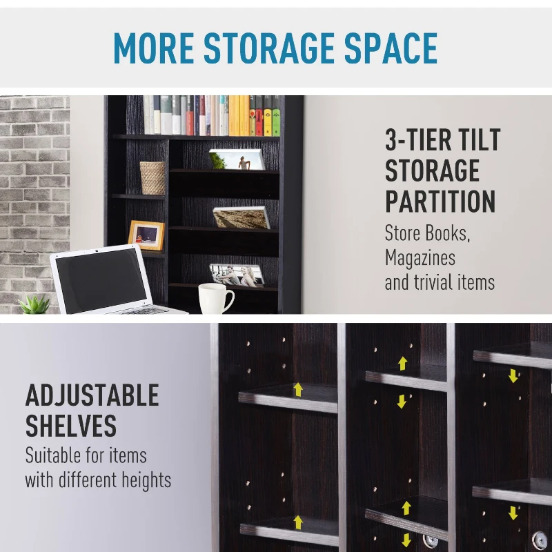 HomCom Wooden Contemporary Corner Writing Table Fold Out Convertible Wall Mount Desk - Espresso Brown