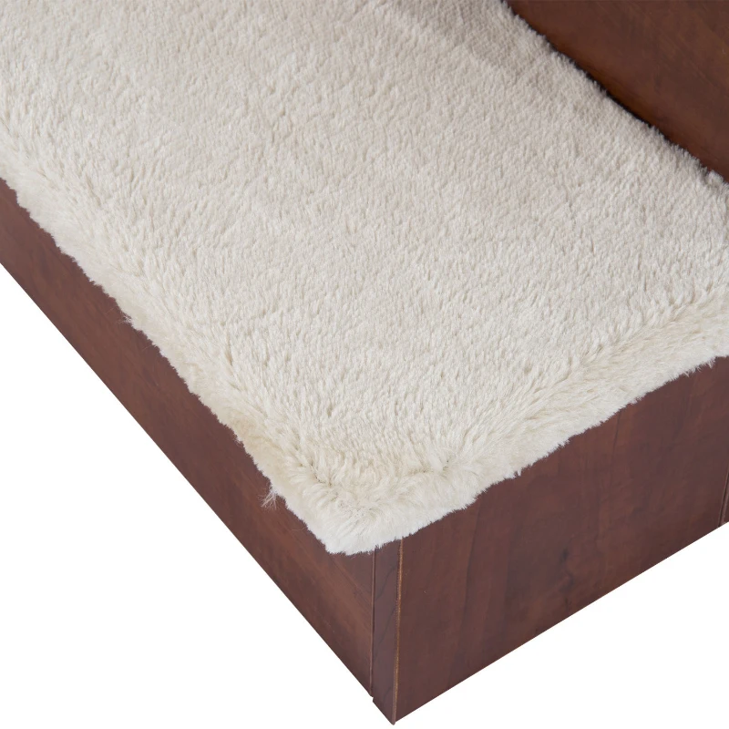 PawHut 14" 4 Step Portable Folding Wooden Easy Climb Pet Stairs Ramp with Storage Compartments