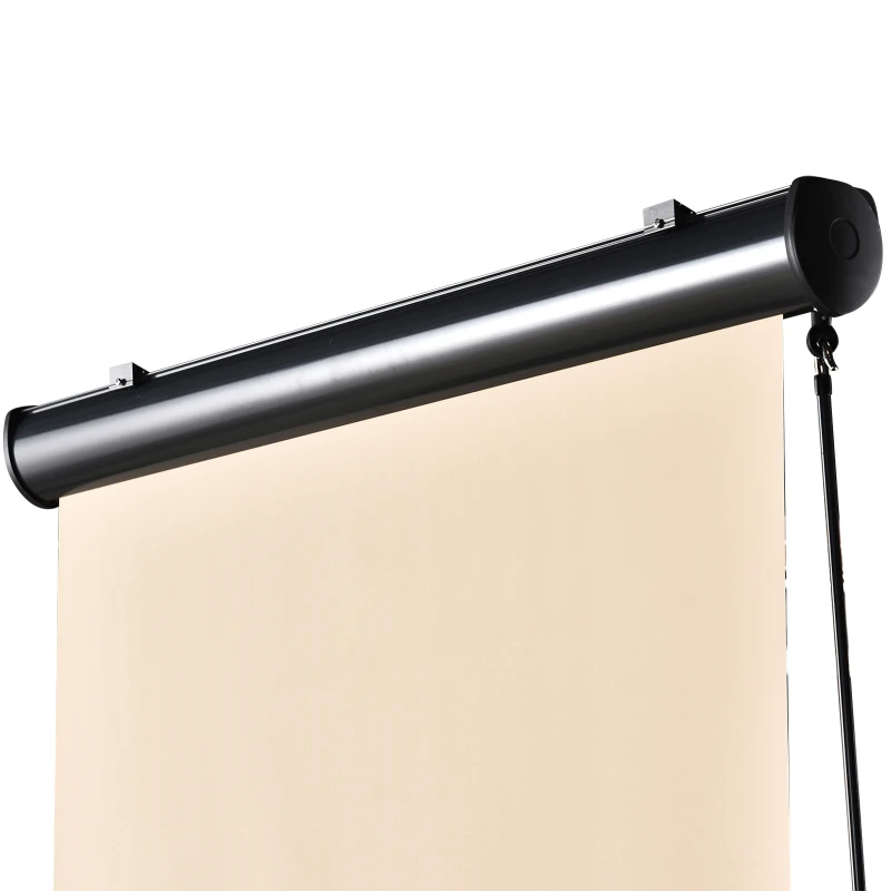 Outsunny Retractable Exterior Roller Shade Cordless Roller Shade Privacy for Balcony with UV Protection Sand Color Safety Crank Operation