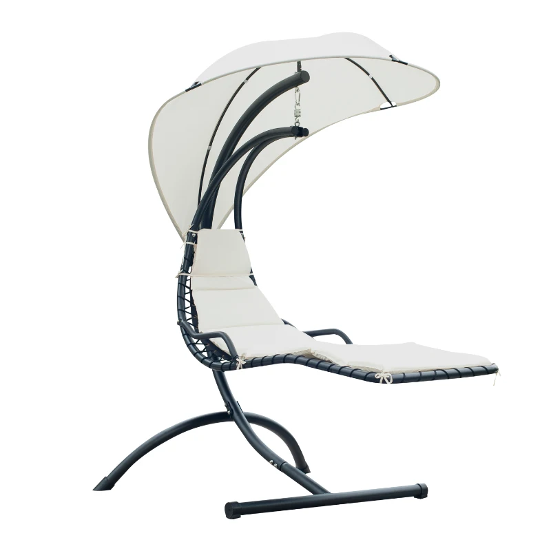 Outsunny Outdoor Hanging Sky Swing Chair with Stand – Cream