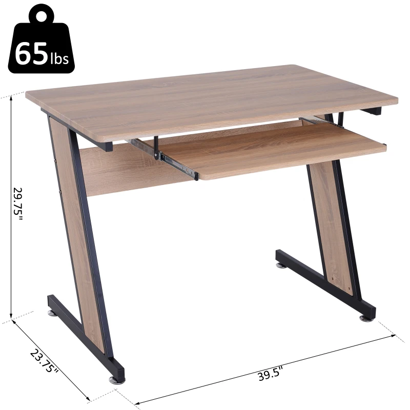 HomCom Computer Desk Wood Top Office Workstation PC Laptop Study Table  with Keyboard Tray