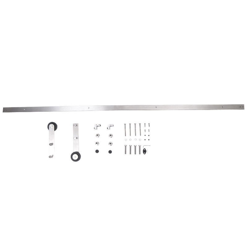HomCom 6' Modern Interior Sliding Barn Door Kit Hardware Set - Flat Stainless Steel