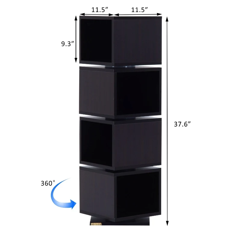 HomCom 4-Tier Rotating Cube Media Tower - Coffee