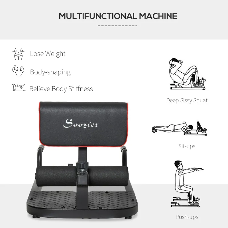 Soozier 3-in-1 Padded Push Up Sit Up Deep Sissy Squat Machine Abs Training Home Gym Fitness Workout Equipment