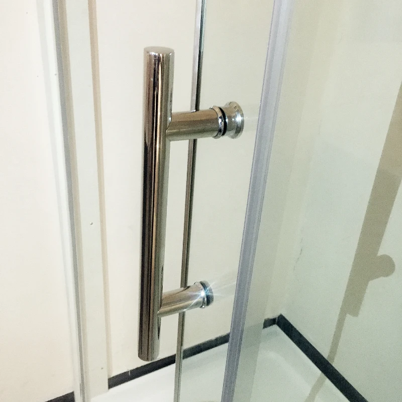 HomCom Frameless Glass Sliding Shower Door - Polished Stainless - 48" Width / 3/8" Glass