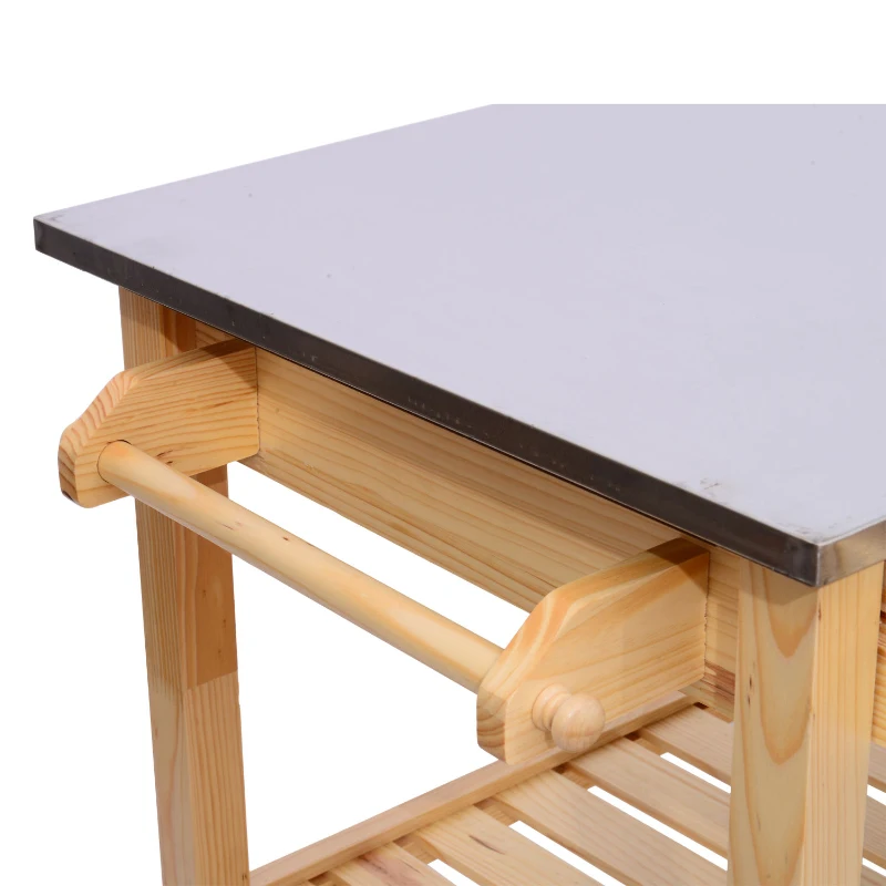 HomCom 44" Stainless Steel Top Rolling Kitchen Trolley Cart