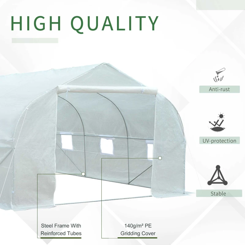 Outsunny 11' x 10' x 7' Outdoor Portable Walk-In Tunnel Greenhouse with Windows - White
