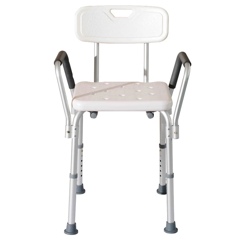HomCom Sturdy Adjustable Medical Shower Seat Bath Chair Stool with Arms and Backrest for the Injured and Geriatric