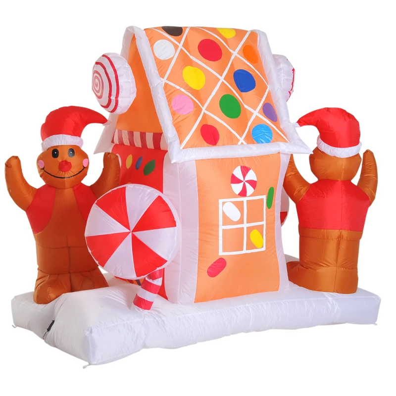 HomCom 5' 6 LED Outdoor Christmas Gingerbread House Inflatable