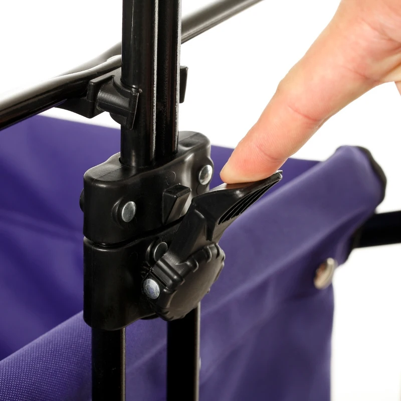 Aosom Utility Folding Wagon Big Wheels Compact Outdoor Garden Cart with Steel Structure for Shopping, Fishing, Gardening, Camping, Beach - Purple