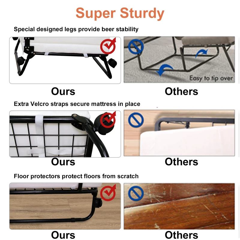 HomCom Twin Size Folding Convertible Sleeper Bed Ottoman with Beige Slipcover