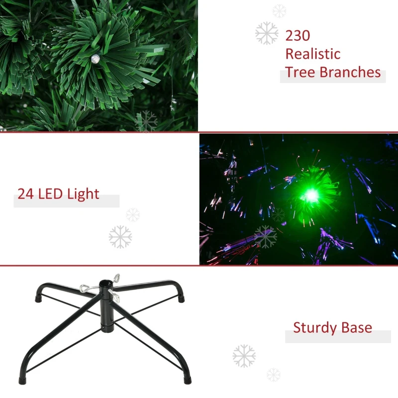 HomCom 6' Artificial Pre-Lit Fiber Optic Holiday Christmas Tree Xmas Decorative Shining Tree with 28 LED Lights