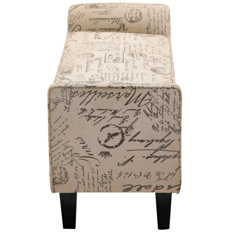 HomCom 42"  Accent Ottoman Upholstered Fabric Bench With Armrests - Script Print