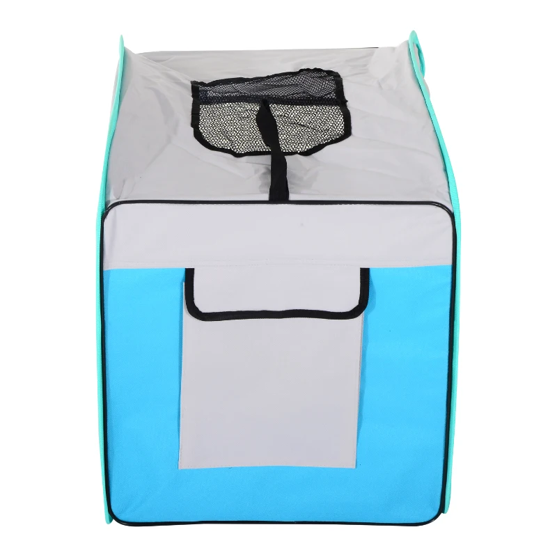 Pawhut 27" Soft Sided Folding Pet Crate Carrier - Light Blue/Gray