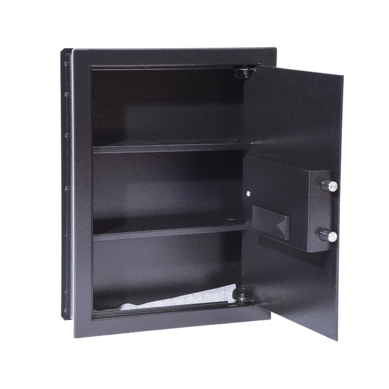 HomCom 19" x 14" x 4" Digital Wall Mounted Home Security Storage Safe w/ Biometric Fingerprint Scan - Black