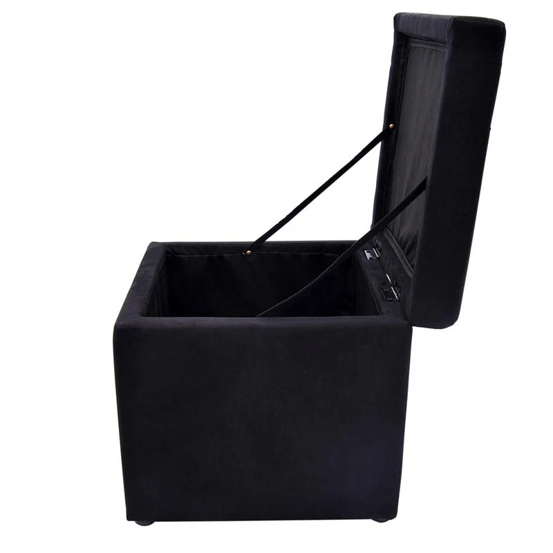 HomCom 16” Cube Microfiber Tufted Storage Ottoman Footrest Seat - Black