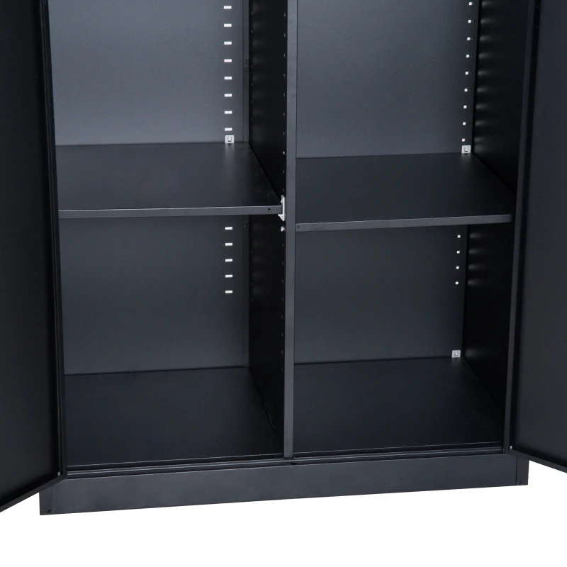 HOMCOM 71" Steel Garage Storage Cabinet Corner Cabinet with Adjustable Shelves Room Bookshelf - Black