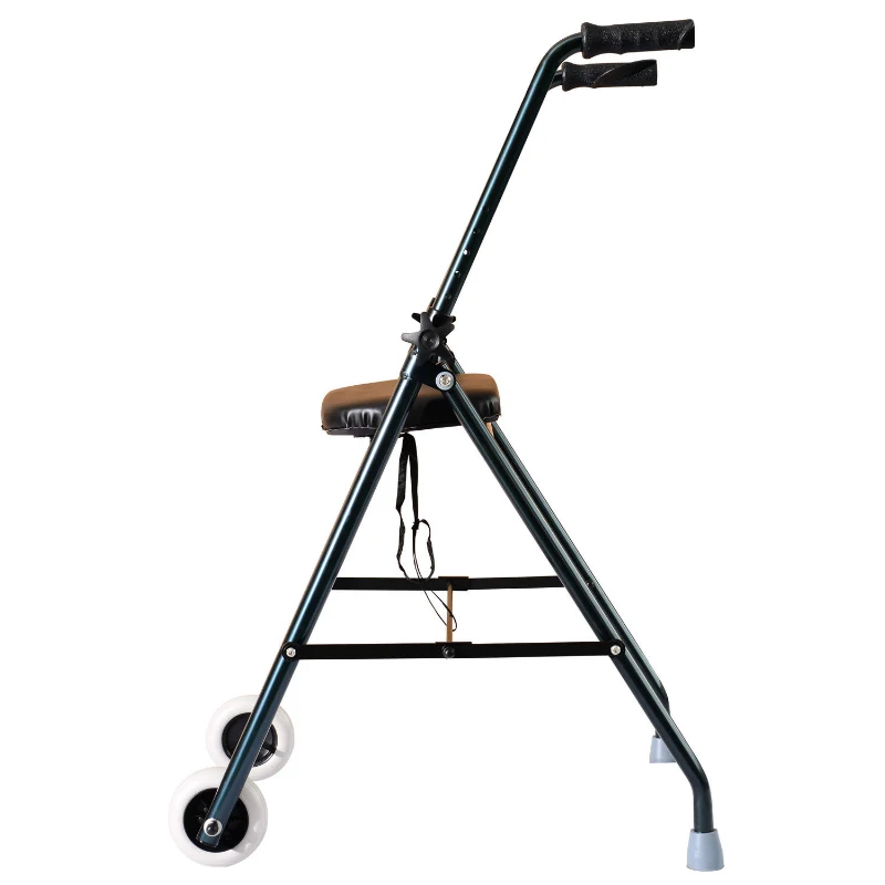 HomCom Assisted Mobility Lightweight Aluminum Folding Medical Walker- Dark Green