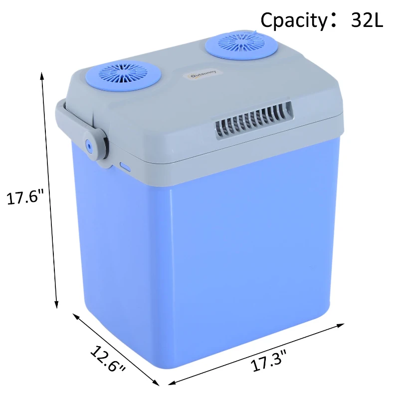 Outsunny 33 Quart 12V AC/DC Thermoelectric Portable Cooler / Warmer w/ Car Adapter - Blue
