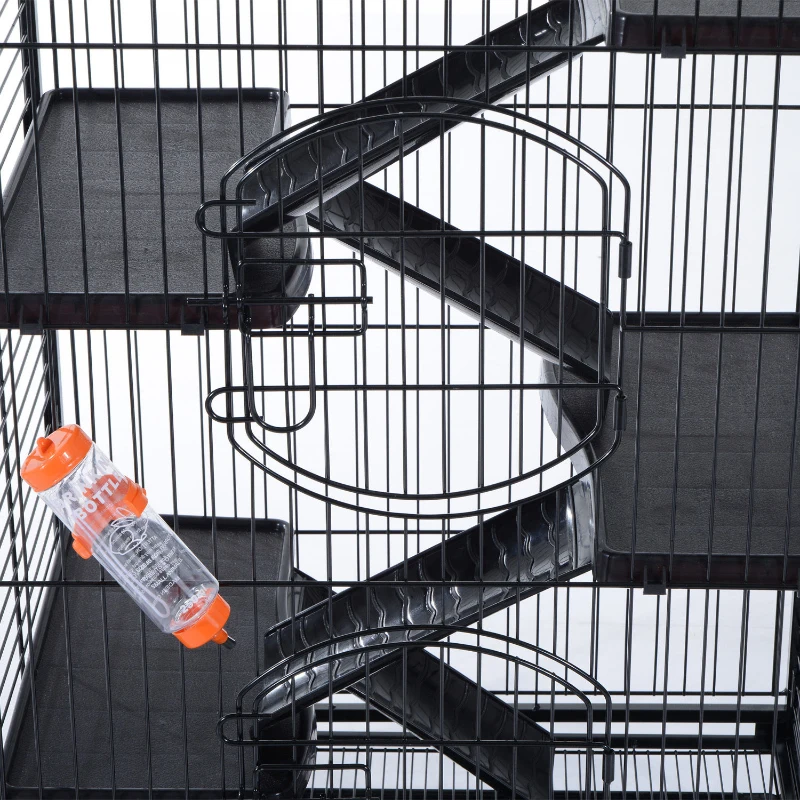 Pawhut 52" 6 Level Indoor Small Animal Cage Hutch - Black