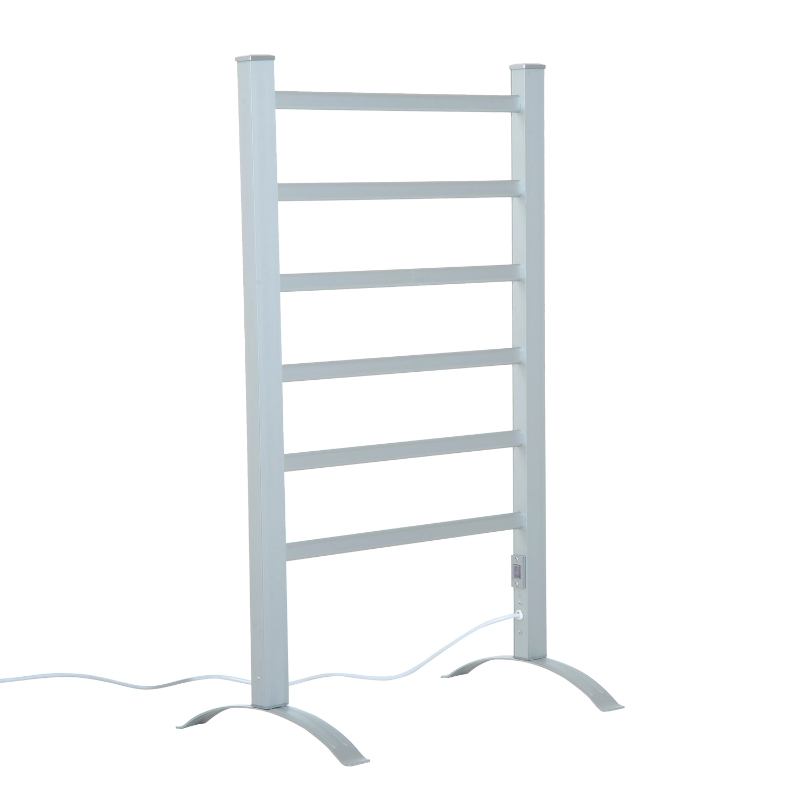 HomCom 6-Bar Bathroom Freestanding Aluminum Electric Heated Towel Warmer Drying Hanger Rack