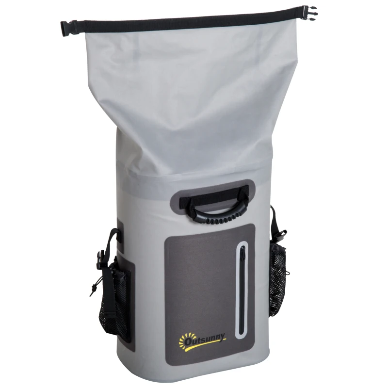 Outsunny 25 Quart Capacity Soft Sided Waterproof Insulated Backpack Cooler Bag - Grey