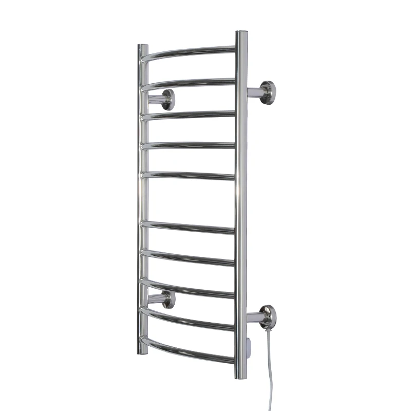 HomCom 10-Bar Electric Heated Towel Rack Warmer Curved Stainless Steel Wall Mounted Electronic Laundry Hanger Bath Furniture