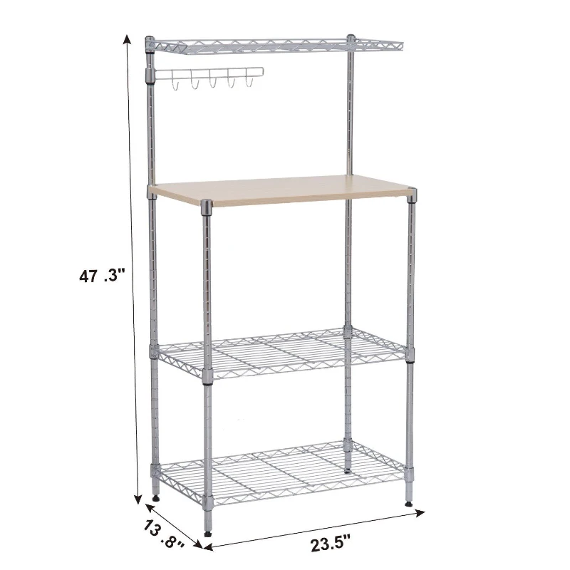 HomCom 47" Bakers Rack Organizer Kitchen Prep Station with Cutting Board
