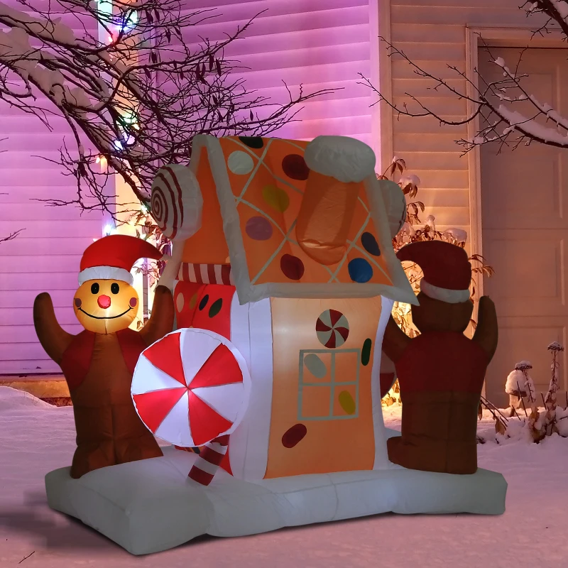 HomCom 5' 6 LED Outdoor Christmas Gingerbread House Inflatable