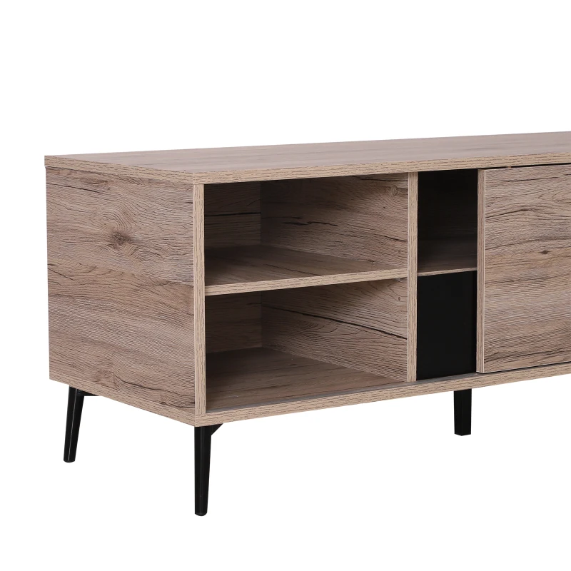 HomCom 47" Wood Mid Century Modern Cabinet TV Stand with Storage - Oak